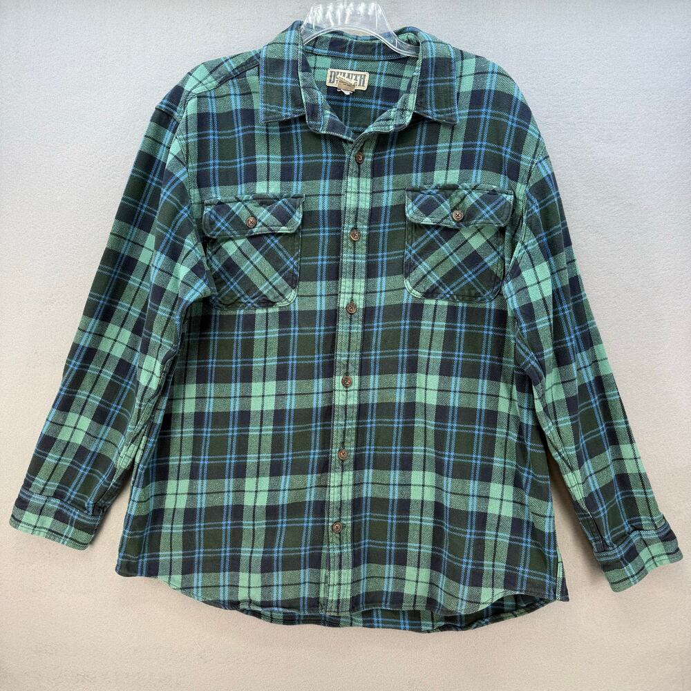Duluth Trading Co. Plaid Flannel Shirt Shacket Men's XL Green Blue Black Fall